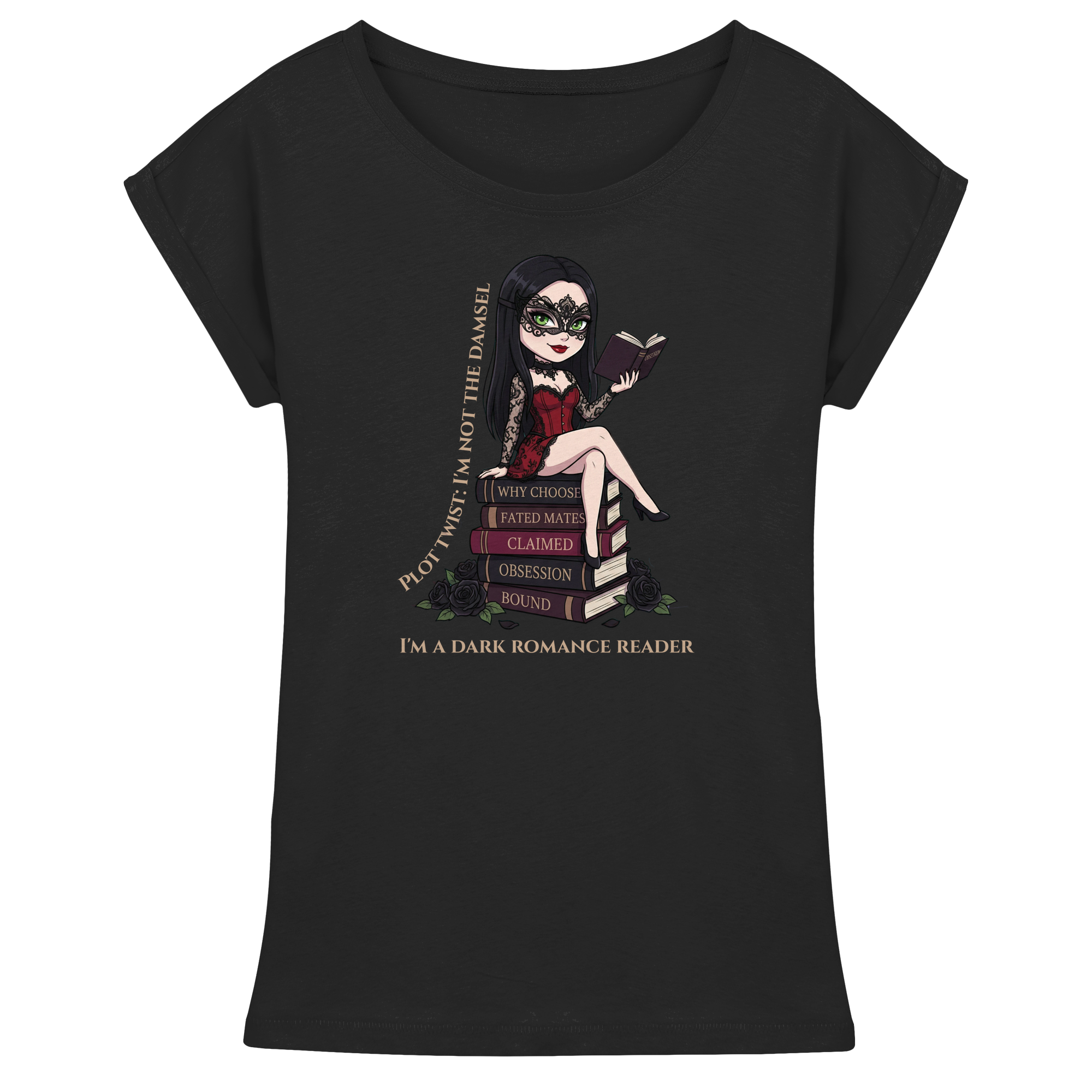 Dark Hearts Society · Dark Darlings · Katha - Extended Shoulder T-Shirt - Dark Romance Merch & Bookish Geschenke - Dark Hearts Society