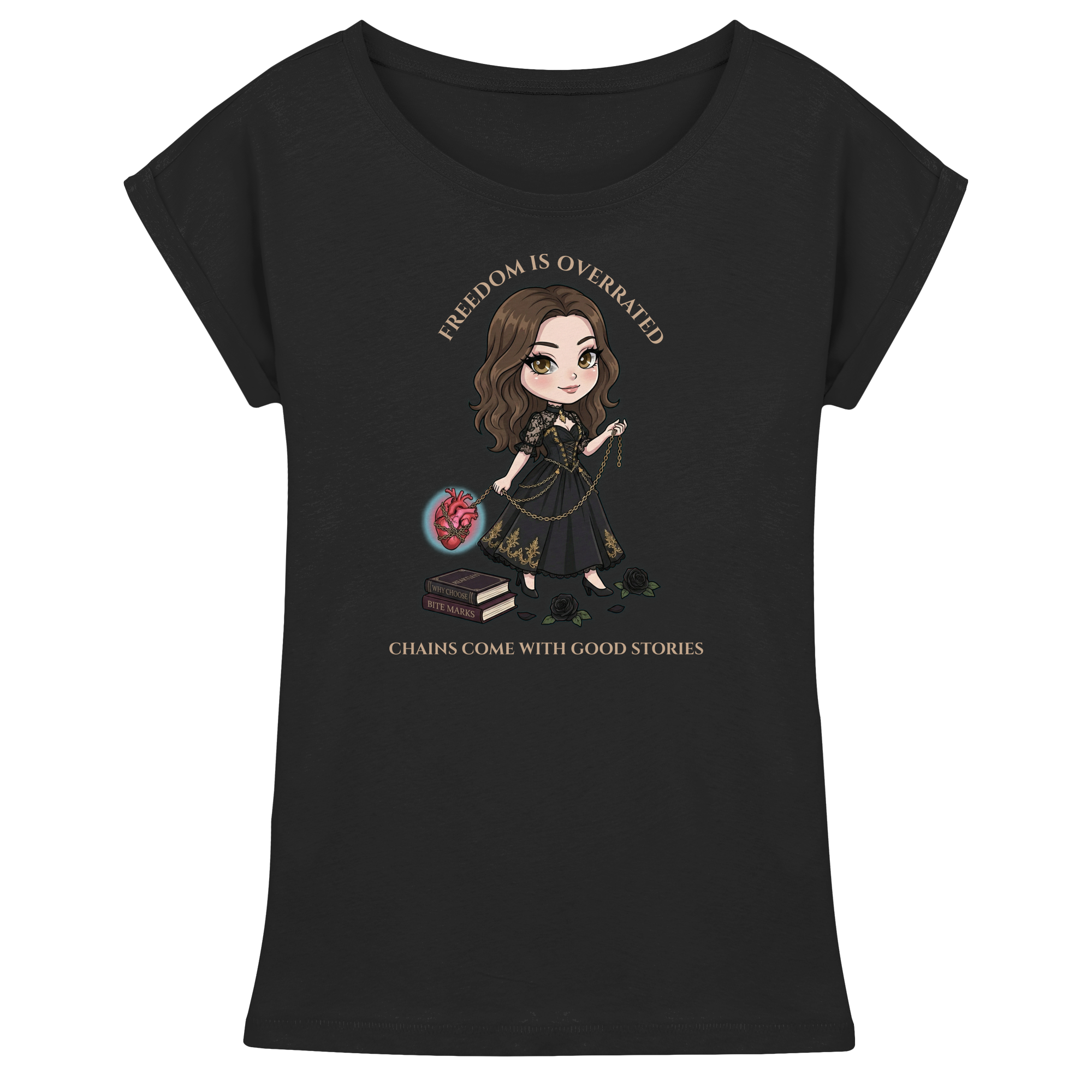 Dark Hearts Society · Dark Darlings · Juna - Extended Shoulder T-Shirt - Dark Romance Merch & Bookish Geschenke - Dark Hearts Society