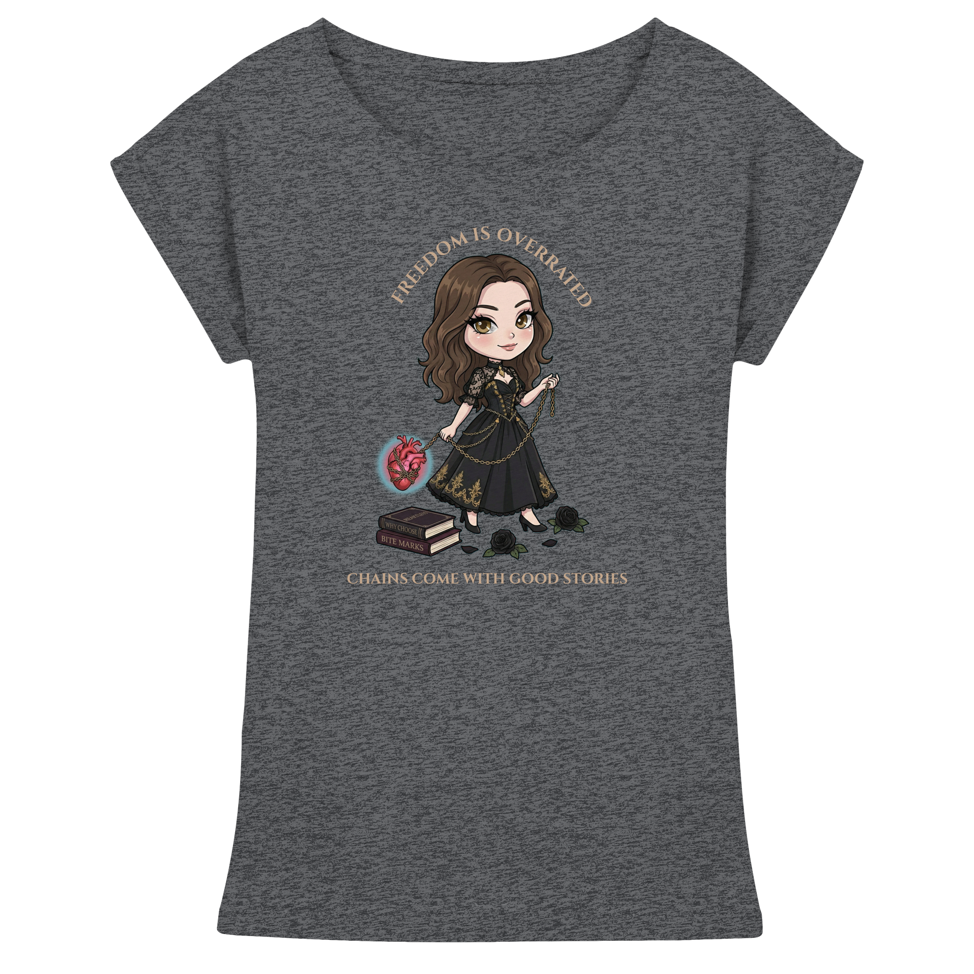 Dark Hearts Society · Dark Darlings · Juna - Extended Shoulder T-Shirt - Dark Romance Merch & Bookish Geschenke - Dark Hearts Society