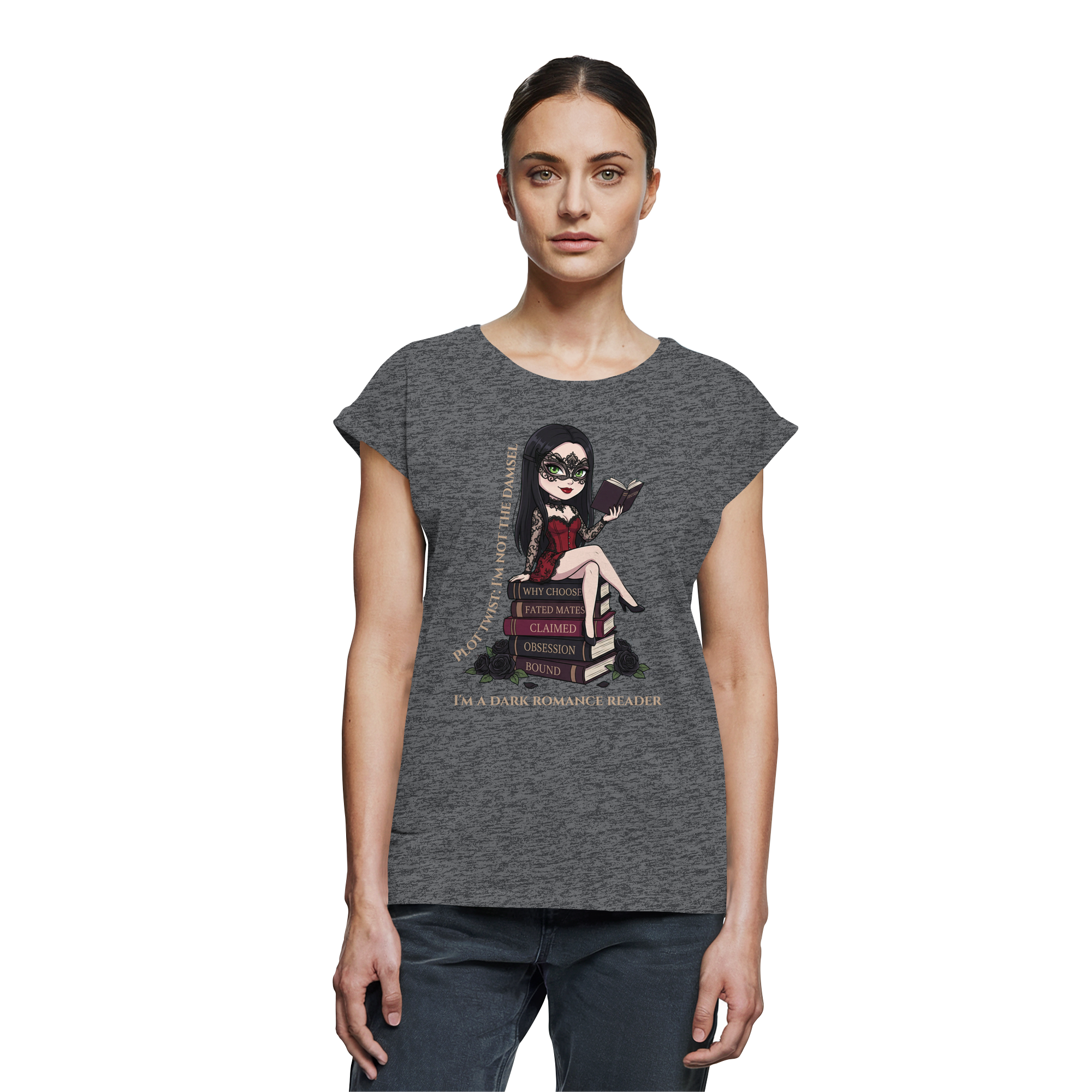 Dark Hearts Society · Dark Darlings · Katha - Extended Shoulder T-Shirt - Dark Romance Merch & Bookish Geschenke - Dark Hearts Society