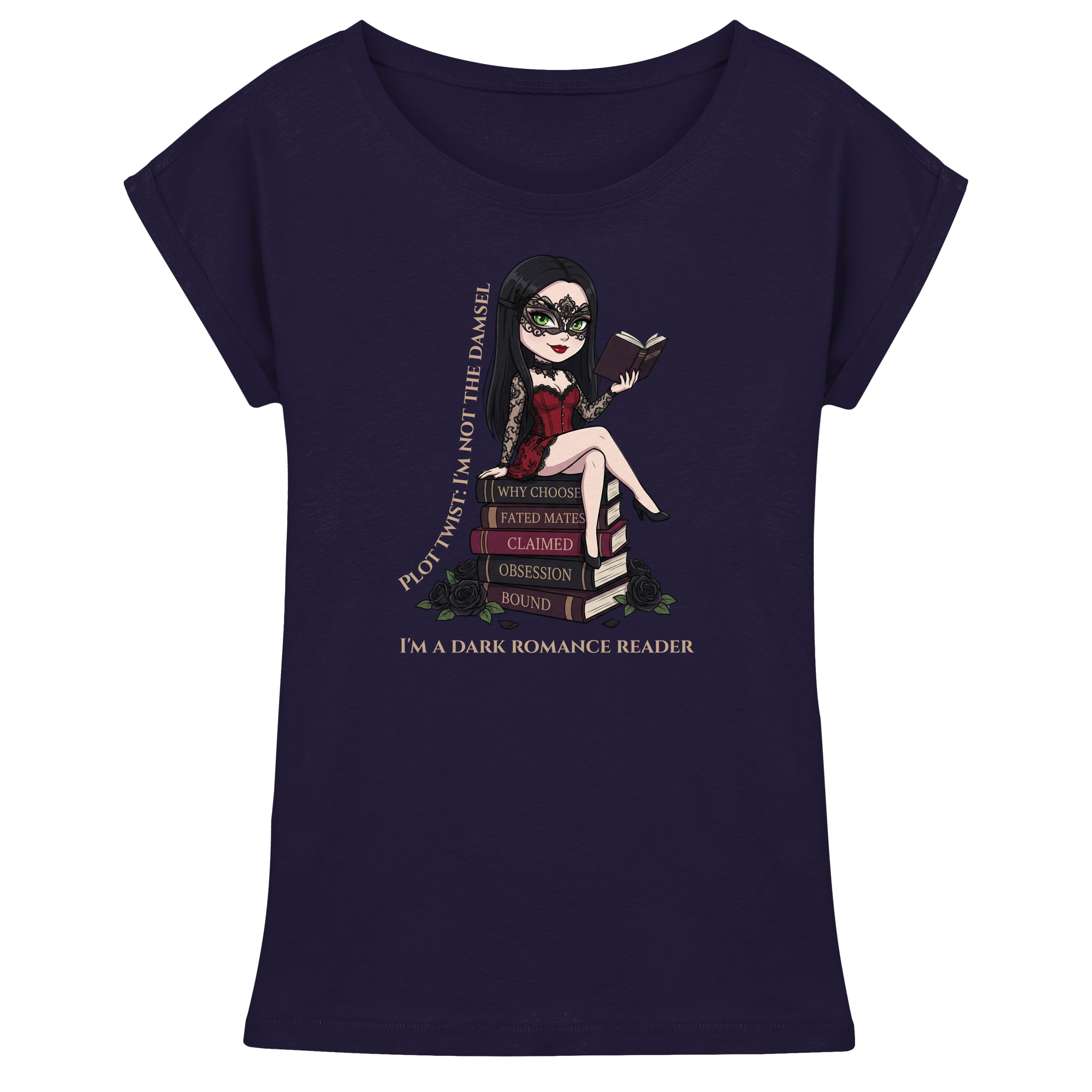 Dark Hearts Society · Dark Darlings · Katha - Extended Shoulder T-Shirt - Dark Romance Merch & Bookish Geschenke - Dark Hearts Society