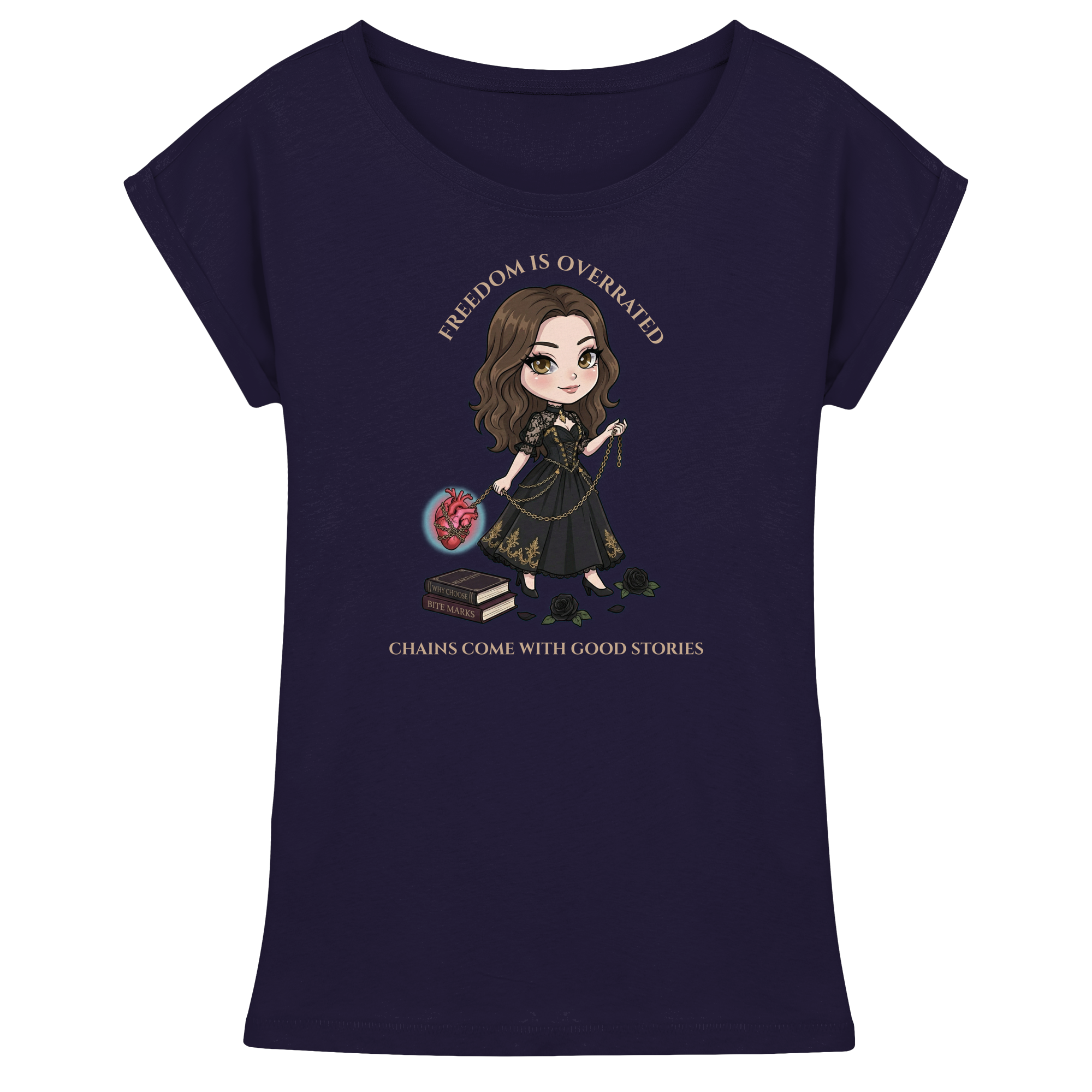 Dark Hearts Society · Dark Darlings · Juna - Extended Shoulder T-Shirt - Dark Romance Merch & Bookish Geschenke - Dark Hearts Society