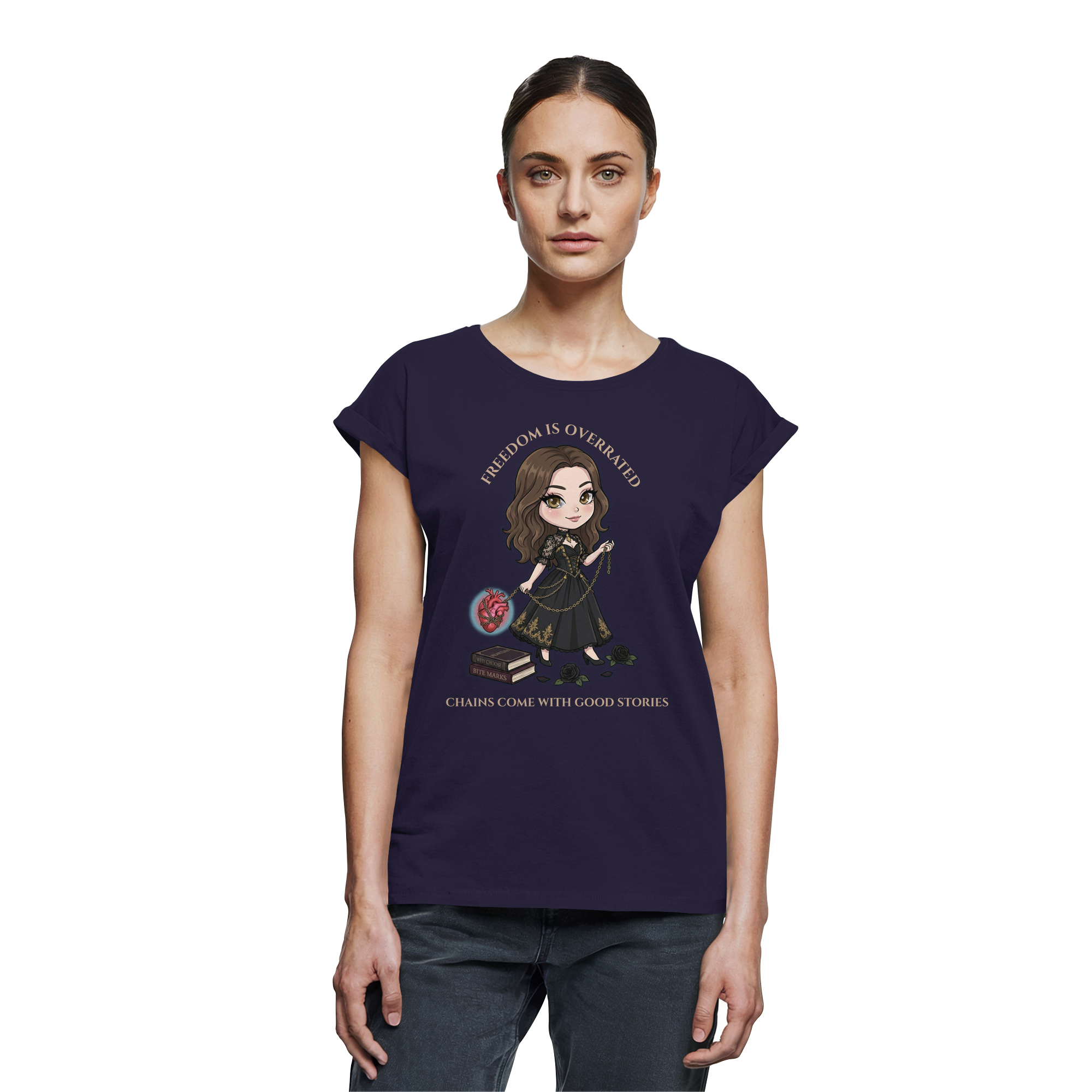 Dark Hearts Society · Dark Darlings · Juna - Extended Shoulder T-Shirt - Dark Romance Merch & Bookish Geschenke - Dark Hearts Society