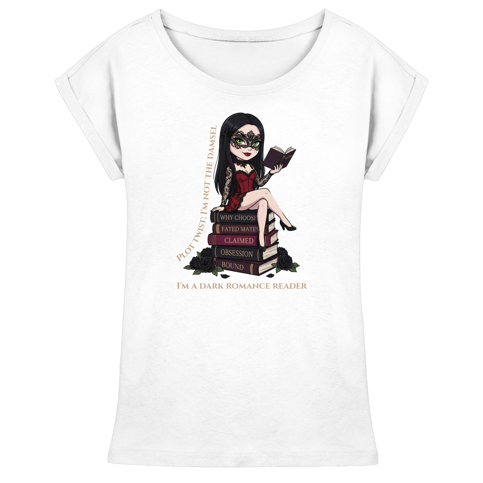 Dark Hearts Society · Dark Darlings · Katha - Extended Shoulder T-Shirt - Dark Romance Merch & Bookish Geschenke - Dark Hearts Society